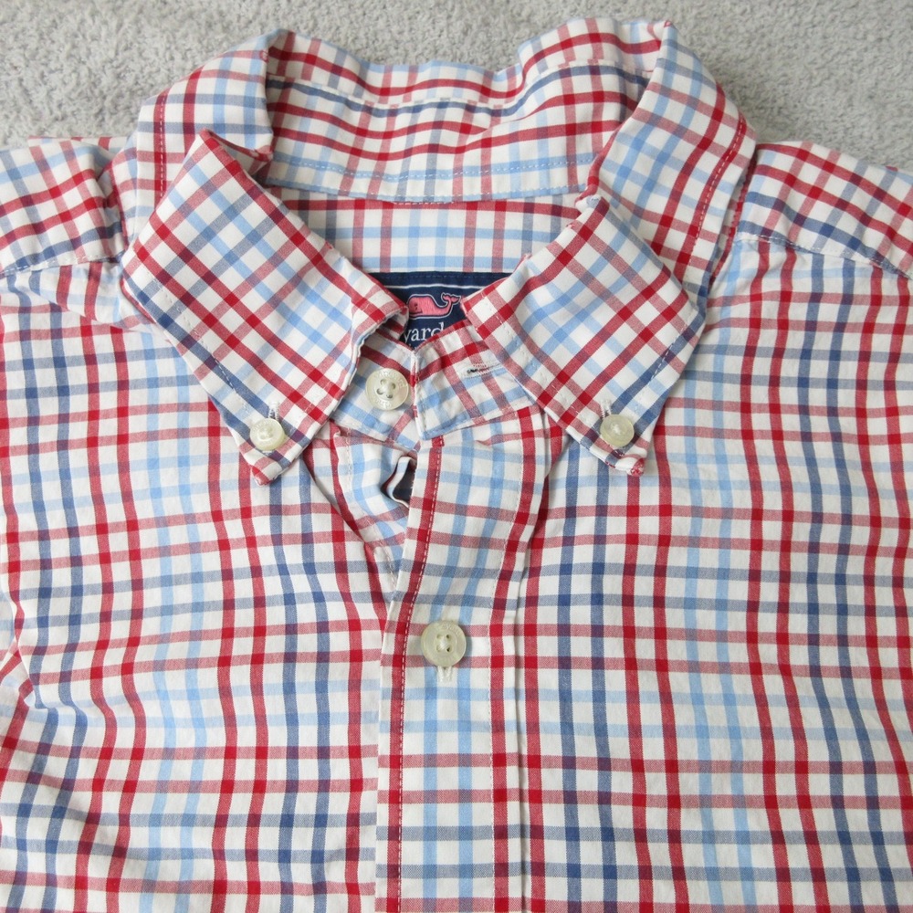 Vineyard Vines XL Slim Fit Murray‎ Shirt Red Blue Plaid Button Down Mens